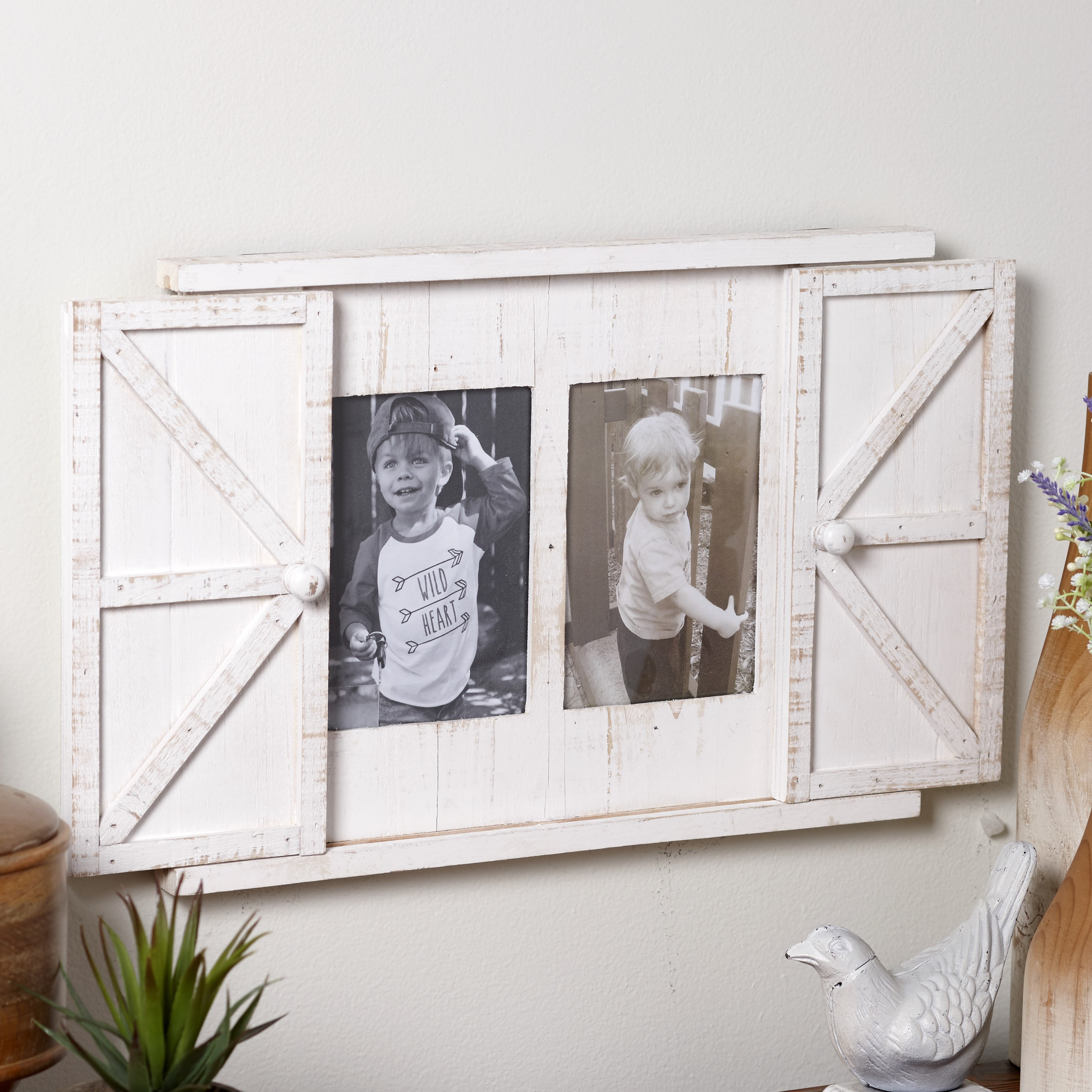 Rustic Barn Door Photo Frame Reclaimed Antique White Wood Look