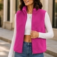 thumbnail image 2 of Karight Women's Fleece Vest Zip Up Stand Collar Sleeveless Lightweight Winter Warm Coat with Double-Sided Sherpa, 2 of 7