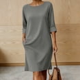 thumbnail image 3 of TAGOLD Womens Sleeveless Round-Neck Dress Linen Fabric Solid Color Loose Dress Summer Daily Apparel, 3 of 5