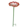 thumbnail image 3 of Baño para pájaros, comedero para pájaros de pie con forma de flor, decoración metálica decorativa, comedero para pájaros para jardín, patio, césped, rojo, 3 of 8