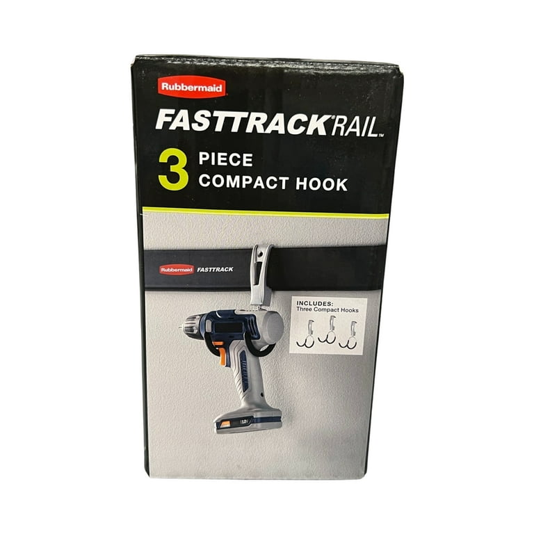 Rubbermaid Fast Track Garage Storage Wall Mounted Compact Hook, 3 Piece  Set. 