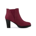 thumbnail image 3 of BLISSFUL STEP Women's Round Toe Block Heels Chelsea Ankle Boots Burgundy 8, 3 of 7