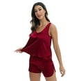 thumbnail image 5 of Baozhu Women's 2Pcs Satin Silk Pajamas Set Casual Sleeveless Top and Shorts Loungewear Set, 5 of 7