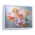 thumbnail image 2 of Designart "Peach Orchids love expression IV" Floral Floater Framed Wall Decor, 2 of 7