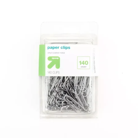 140ct Paper Clips Small - Silver Metal Office Supplies, Clips and Fasteners, 1.15" Height, 140 Pack