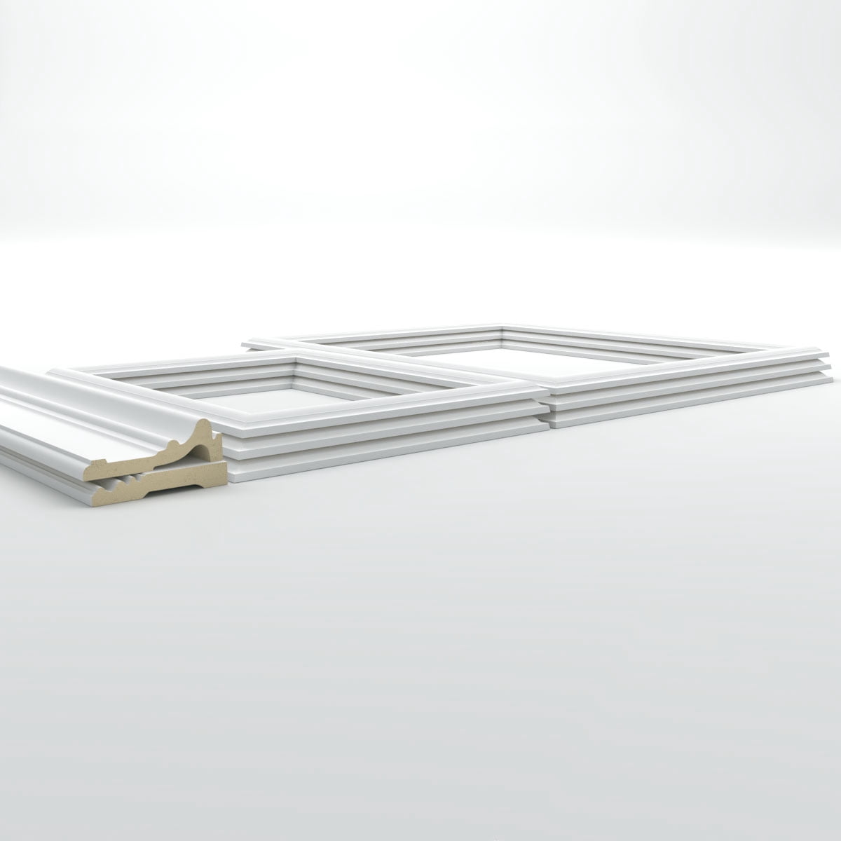 Ekena millwork 94 1/2"L (Adjustable 40"H to 44"H) Ashford Square Double Panel Traditional Wainscot Paneling Kit