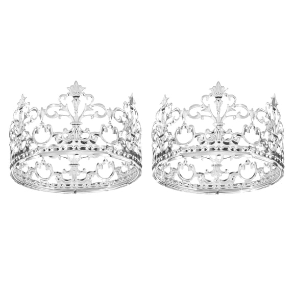 Unique Bargains Mini Crown Cake Toppers, Alloy Queen Tiara for Birthday Cake Silver