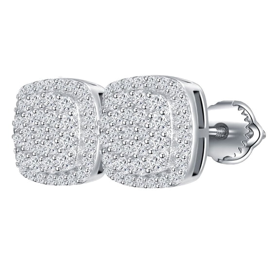 KIJ 0.66 Carat Square Moissanite Stud Earrings,925 Sterling Silver 14K White Gold Plated VVS1 Gra Certified Hypoallergenic Gifts for Men Women