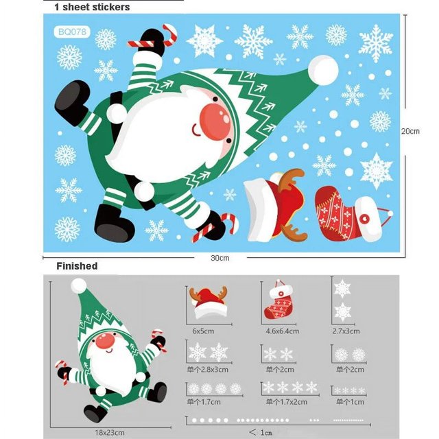 Pegatinas de decoración navideña para ventana, calcomanías de Santa Claus para árbol de Navidad, calcomanías para puerta de vidrio, pegatinas para ventana