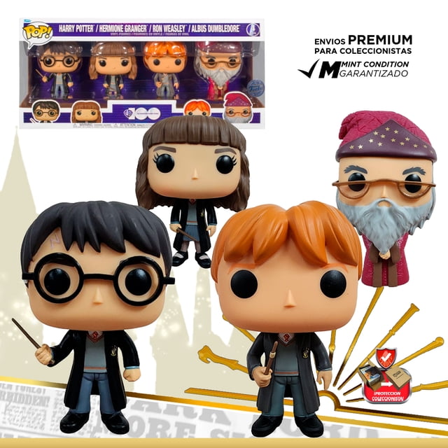 Funko Pop Harry Potter Hermione Ron Y Dumbledore Warner Bros Aniversario 4 Pack Original