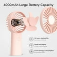 thumbnail image 2 of Ventilador de mano, mini ventilador portátil de 4000 mAh, ventilador de bolsillo personal recargable por USB [tiempo de trabajo máximo 16 horas] con 3 velocidades para exteriores, viajes-rosa JM, 2 of 5