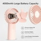 thumbnail image 2 of Ventilador de mano, mini ventilador portátil de 4000 mAh, ventilador de bolsillo personal recargable por USB [tiempo de trabajo máximo 16 horas] con 3 velocidades para exteriores, viajes-rosa, 2 of 5