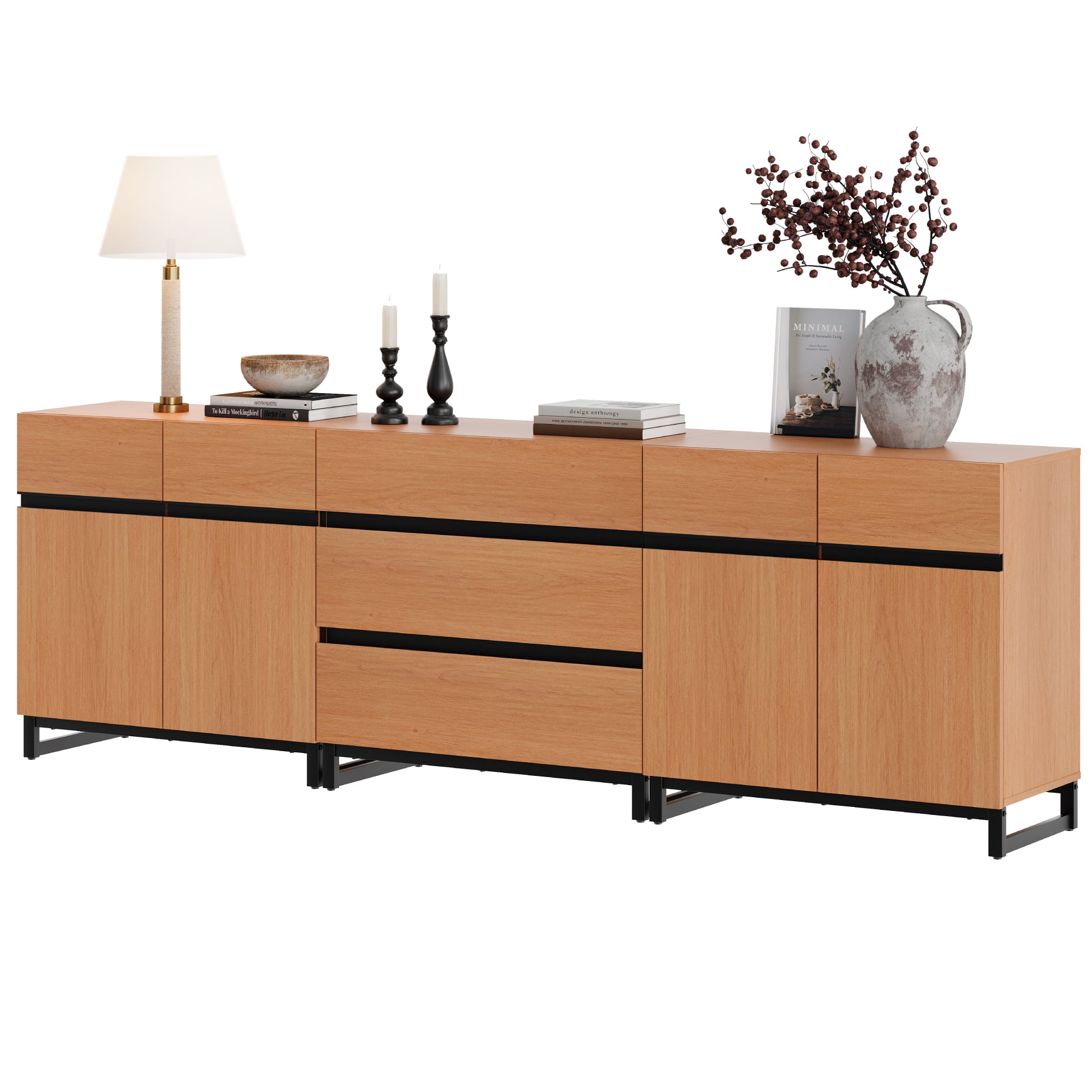 WAMPAT 3-in-1 Modern TV Stand for TVs up to 100 Inch，3 Drawers & Adjustable Shelves Media Console， Entertainment Center for Living Room & Bedroom