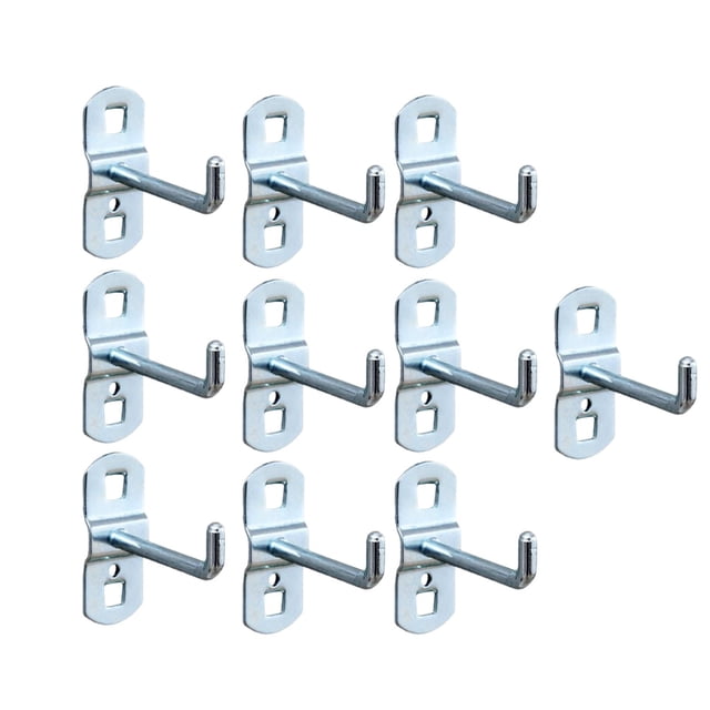 Juego de 10 ganchos para estantes de tablero perforado, ganchos multiusos con orificios cuadrados para exhibidores de pared, soportes para colgar en