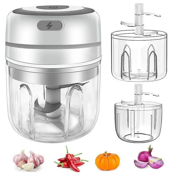 Electric Garlic Chopper USB Charging Mini Chopper Electric Garlic Crusher Food Chopper 250ml 2 Cups 2 Blades