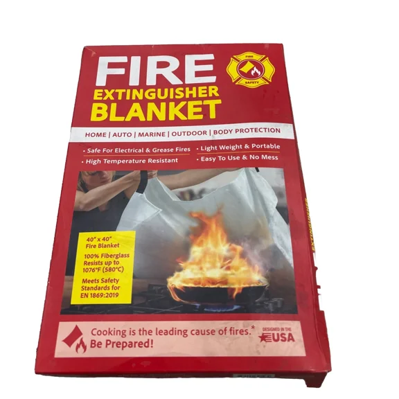 40 In. X 40 In. Emergency Fiberglass Fire Blanket Home Office Kitchen Safety