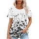 thumbnail image 1 of Tops Cortos para las Mujeres Cuello Redondo Suelto Impreso de Manga Corta, Tops Sueltos para las Mujeres, 1 of 4
