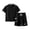 Black, variant on Grblisyd Boys Girls 2 Piece Outfits Waffle Knit Short Sleeve Crew Neck Top and Shorts Set Athletic Summer Clothes for Girls Size 10-12 Years