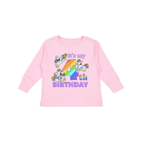 Inktastic It's My 4th Birthday Unicorn Boys or Girls Long Sleeve Toddler T-Shirt