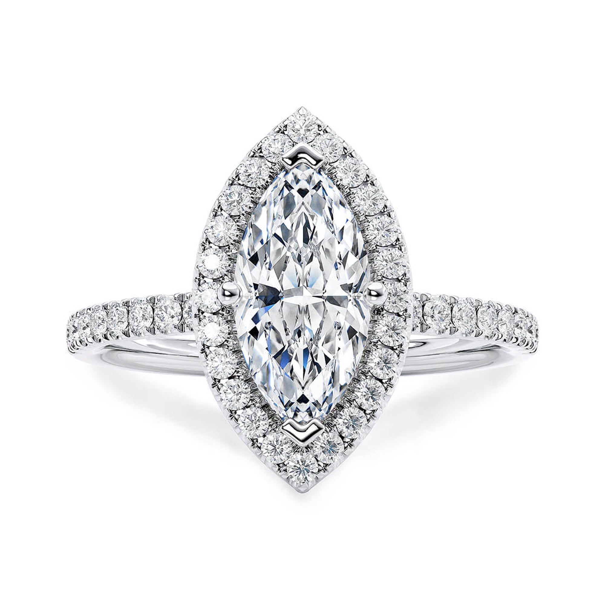 Sparkling Splendor 925 Silver Moissanite Diamond Rings - 1.4 Ct Marquise Excellent Cut Rings - Engagement Hidden Halo Rings for Women's