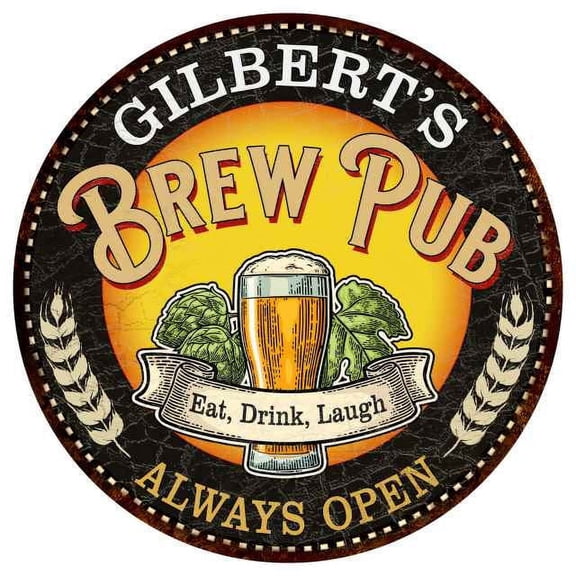 GILBERT'S Beer Pub Man Cave Metal Sign Home Decor 14 inch Round 100140025406