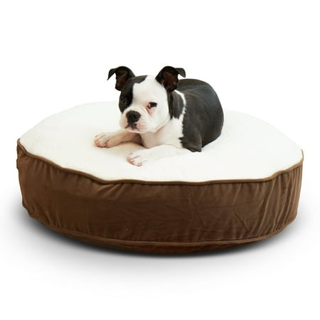 Happy Hounds Pet Products Scout Deluxe Round Dog Bed  Extra Small  24   Latte  Sherpa