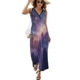 thumbnail image 2 of Neon Summer Starry Sky Womens Night Club Maxi Dress V Neck Sleeveless Bohemia Long Dresses, 2 of 9