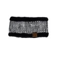 thumbnail image 1 of C.C Women's Soft Stretch Metallic Painted Knit Fleece Lined Ear Warmer Headband-Black/Silver, 1 of 4