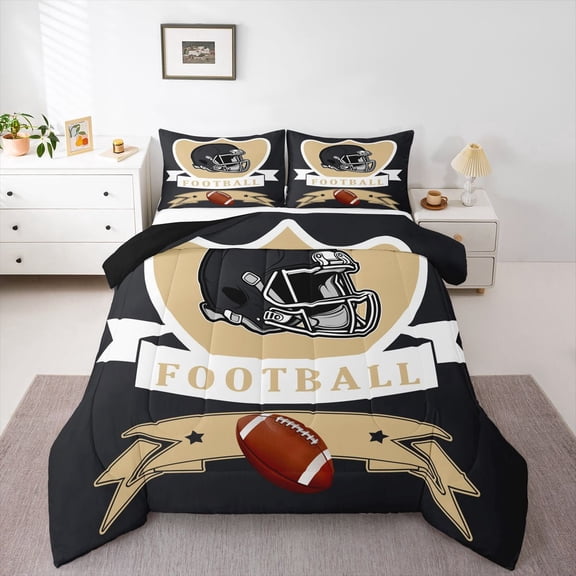 Erosebridal American Football City Comforter Sets Twin Size, Eat Sleep Comforters & Duvets, Rugby Lover Reversible Duvet Insert, Ultra Soft Room Decor, 2-Piece