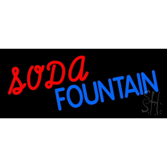 Soda Fountain LED Neon Sign 6 x 15 - inches, Black Square Cut Acrylic Backing, with Dimmer - Bright and Premium built indoor LED Neon Sign for Defence Force.
