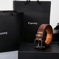 thumbnail image 2 of Fianmy Men's Belt, Genuine Leather Dress Belts for Men, Handmade Classic Jeans Belt for Work Business Casual, 2 of 5