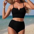 thumbnail image 5 of Afdoent Women's Tankini Swimsuits Solid Color Two Piece Swimwear High Waisted Tankini With Bottoms For Swimming Beach Trendy Beach Swimwear, 5 of 6