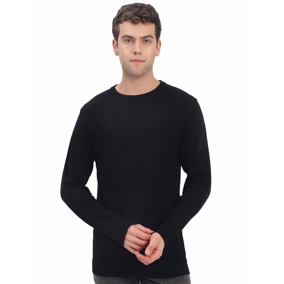Cavardi Casual Men’s Round Neck Sweater – Black | M