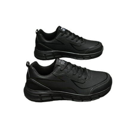 

Harsuny Unisex Walking Shoes Low Top Sneakers Lace Up Running Shoe Sport Comfortable Breathable Trainers Non-Slip Athletic Sneaker Full Black 8.5