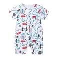 thumbnail image 2 of uublik Toddler Girl Romper Cute Pattern Short Sleeve Double Zipper Romper Jumpsuit White 2-3 Years, 2 of 5