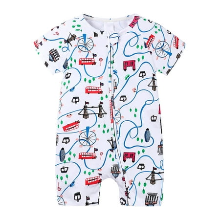 

Pejock Newborn Baby Girl s Boy s Cute Rompers Cotton One-Piece Coverall Toddler Short Sleeve Double Zipper Pajamas Romper Jumpsuit 3M-3Years