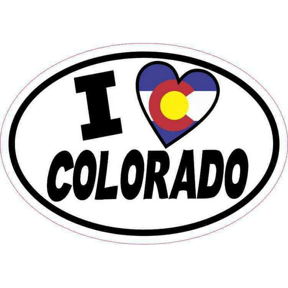 5in x 3.5in Oval I Love Colorado Sticker Vinyl Car Decal Luggage Stickers