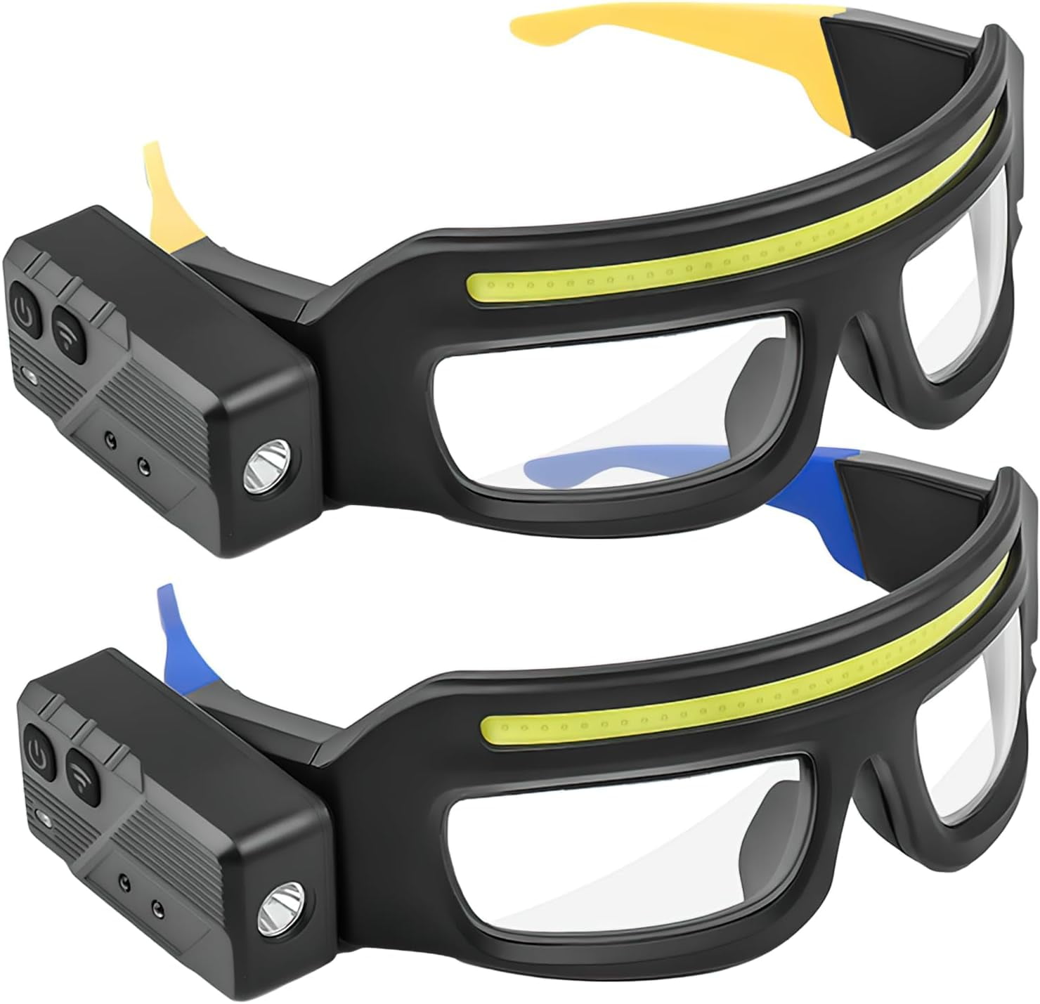 LED glasses rechargeable headlight glasses with motion sensor and touch control, 5 modes USB C lighted glasses for running camping, fishing, cycling, hiking, hands-free lighting glasses