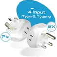 thumbnail image 2 of Ceptics South Africa Travel Plug Adapter Set - 4 Input - Ultra Compact - Light Weight - Type M and Type G - USA to Any Type M Countries Such as Botswana, Namibia - 4 Pack (PT-7-10L-4PK),White, 2 of 10