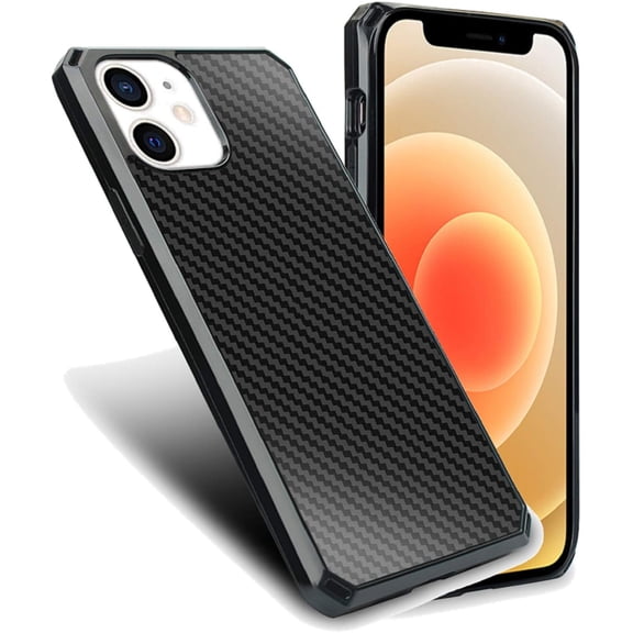 Shockproof Case for iPhone 12 Mini Carbon Fiber Case,Ultra Slim Scratch Resistant Lightweight,Support Wireless Charging,Case Compatible with iPhone 12 Mini 5.4",Black