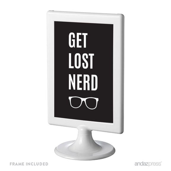 Funny Farewell Retirement Party Decorations, Get Lost Nerd, Framed Party Sign, 4x6-inch