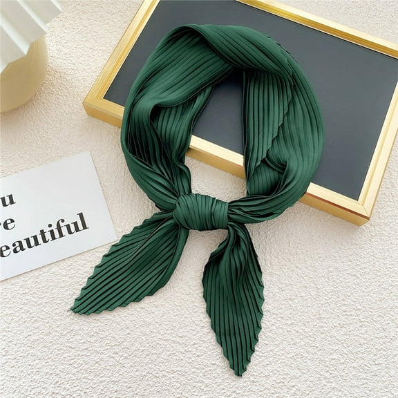 Awdenio Women's Cold Weather Scarves & Wraps, Pleated Solid Color Small Scarf Female Plain Four Seasons Light Paragraph Silk Scarf Spring Scarf Decorative Scarf Neck