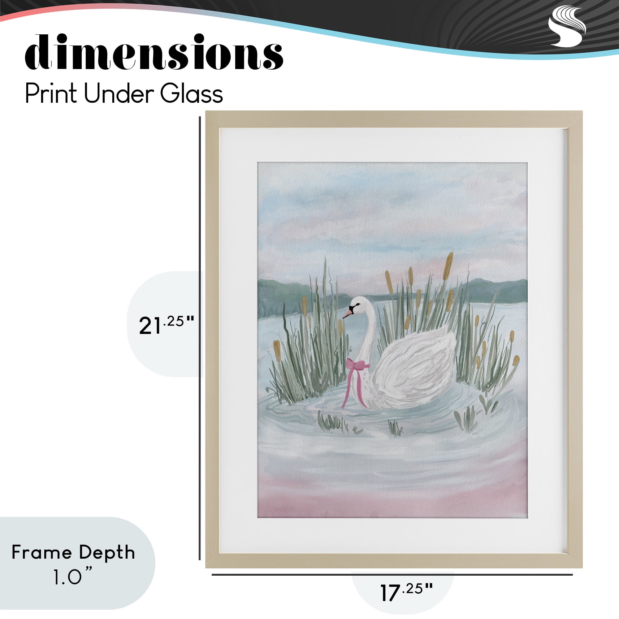 Stupell Industries Swan Serenade on Lake Birch Framed Print Under Glass, design by Adreane Fippinger