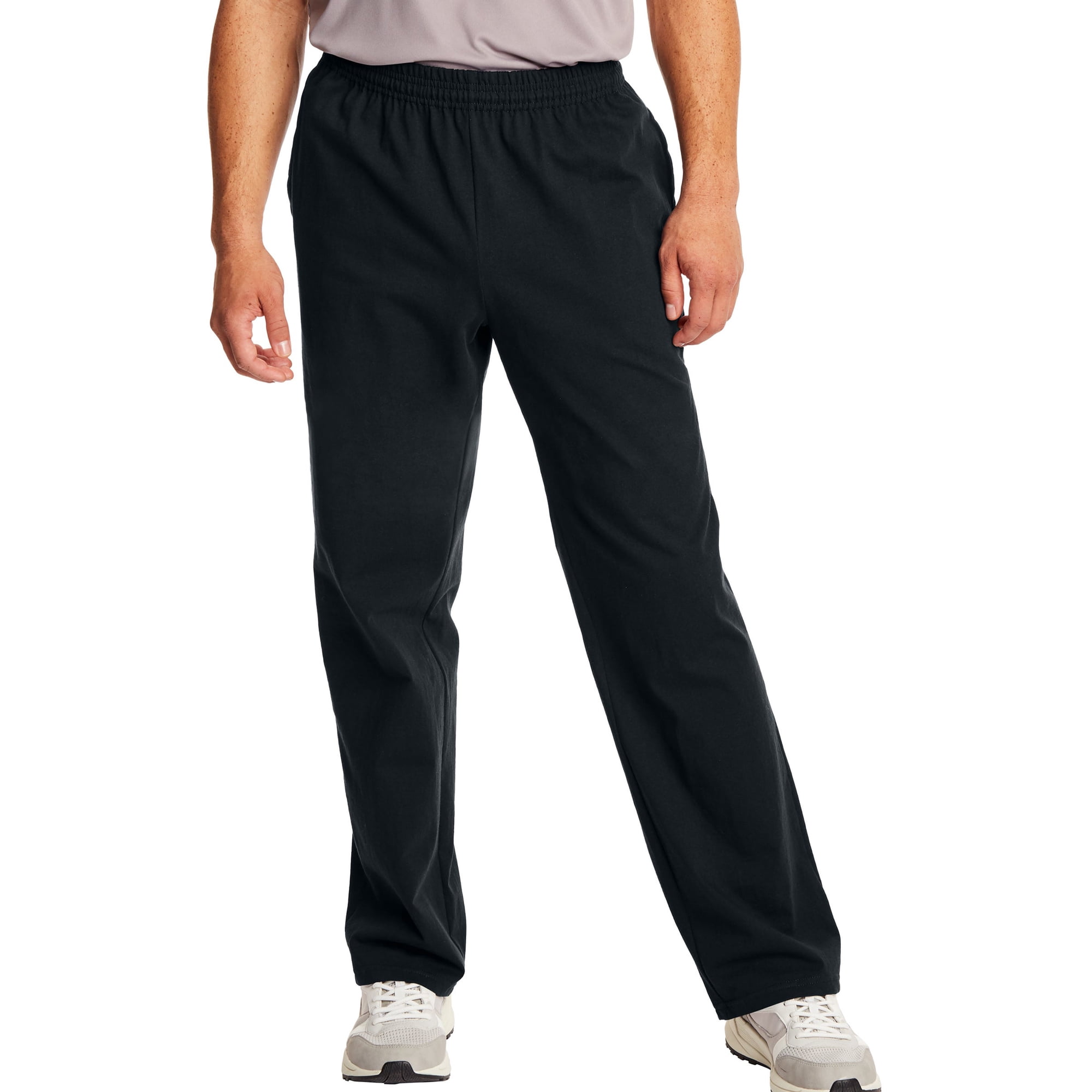 Hanes Sweatpants - Essentials Midweight Cotton Jersey Lounge Pants - Open Bottom - Pockets - 32"