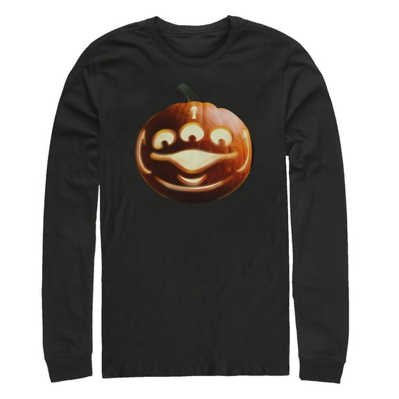 Men's Toy Story Halloween Alien Pumpkin  Long Sleeve Shirt Black 2X Large