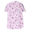 thumbnail image 5 of CheerKidz Ladies' Loose Printed V-Neck Fake Two-Piece Short Sleeve Tops Plus Size Fashion Tops 2025 Summer Trendy(Purple,2XL), 5 of 5