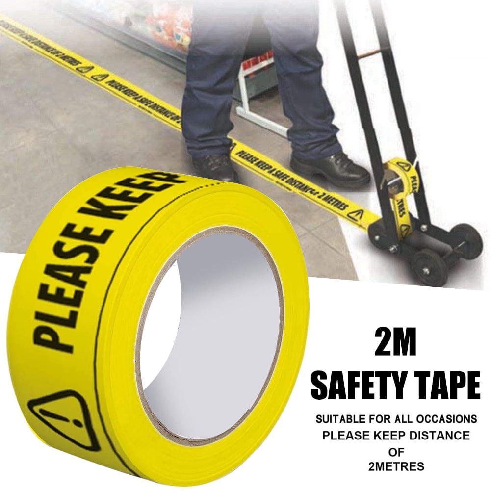 33mx48mm Please Keep A Safety Distance of 2 Meters Floor Tape Distancing Sticker 