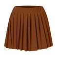 thumbnail image 4 of Skirts for Women Solid Color Mini Pleated Line High Waist Flared Zipper Casual Stretch Short Coffee Skirt XL, 4 of 4