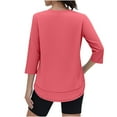 thumbnail image 4 of 3/4 Sleeve Workout Tops for Women Lightweight Quick Dry Sun Shirt Crew Neck Casual Yoga Tunic Tee Tshirts (XL, Watermelon Red), 4 of 6