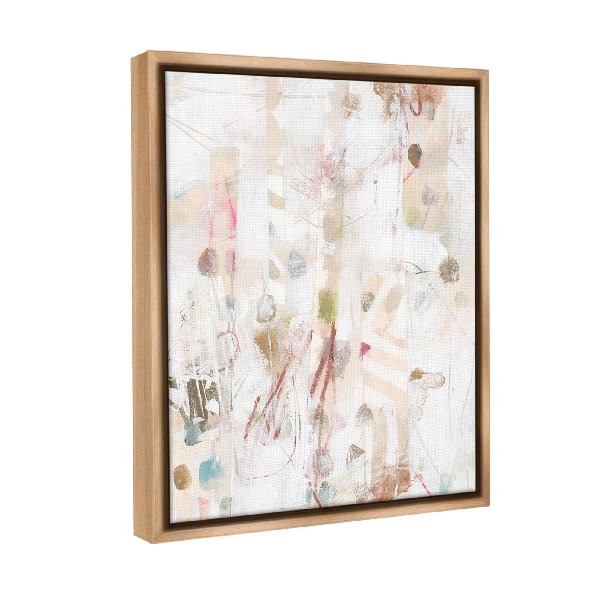 Stupell Industries Subtle Beige Pattern Abstract Painting Brown Floater Framed Canvas Art Print Wall Art, 25 x 31